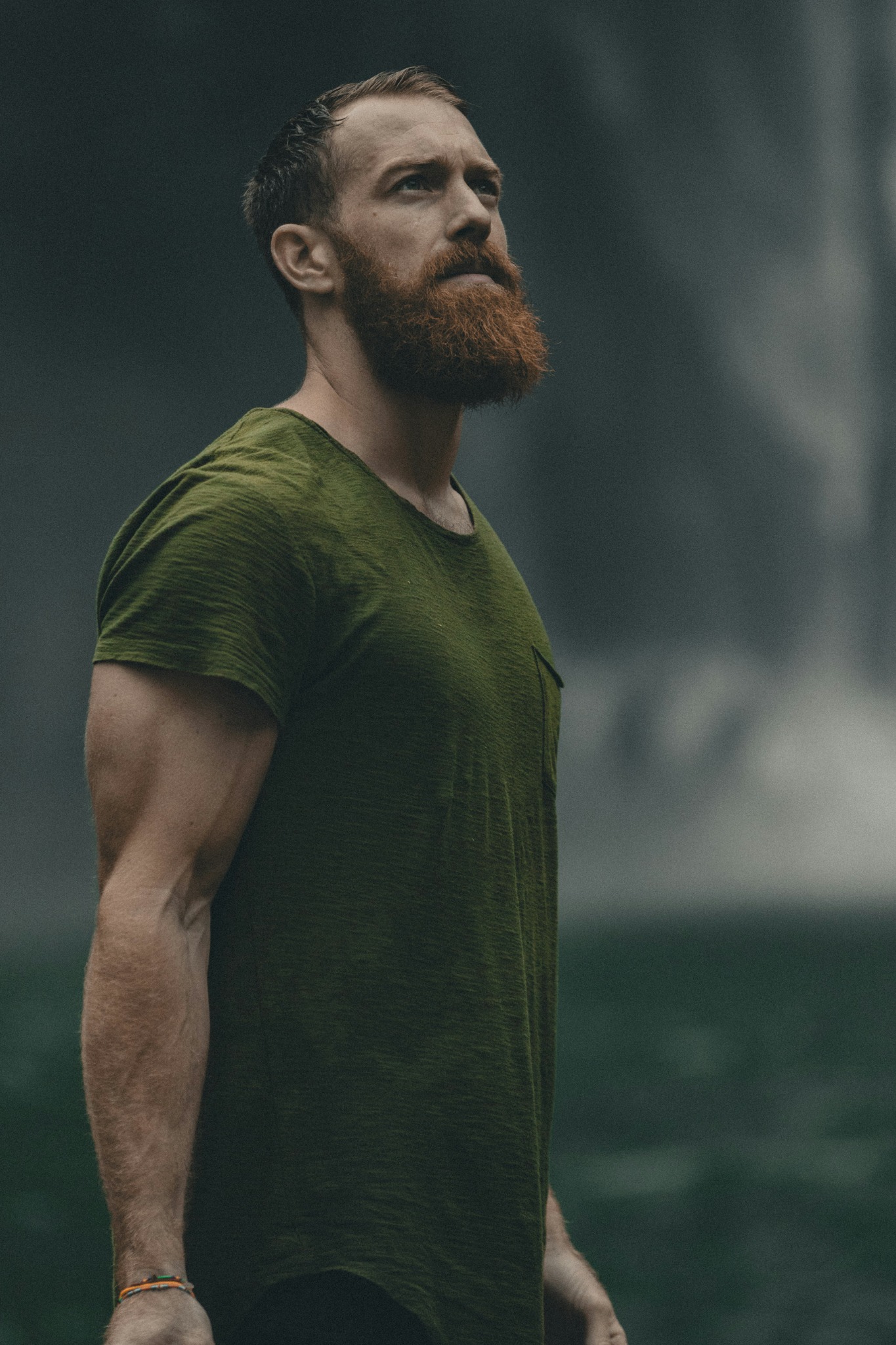 Bearded man outdoors